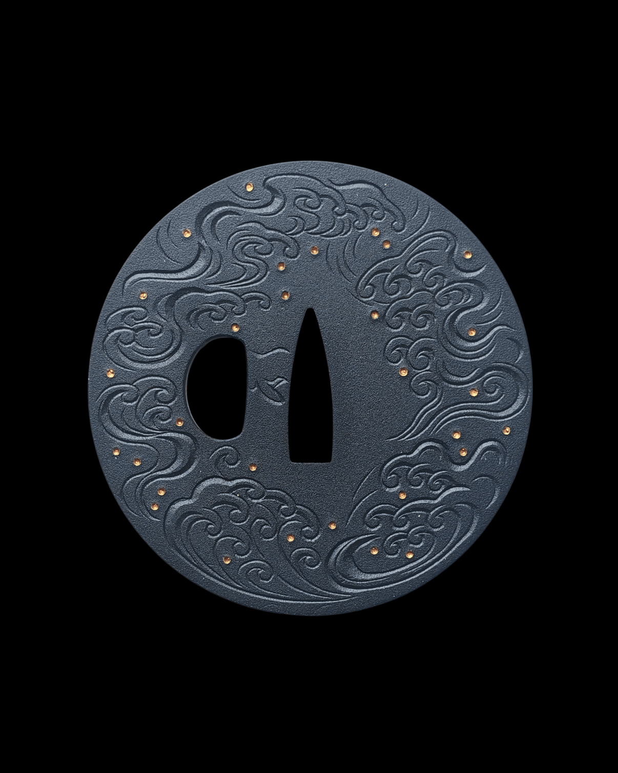 Golden Waves in the Night Tide Tsuba 金浪夜濤 - SwordSmith Australia