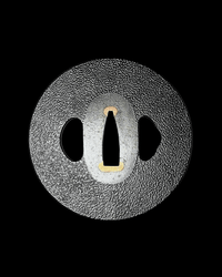 Ishime - ji Iron Tsuba with Sekigane 石目鉄鐔 - SwordSmith Australia