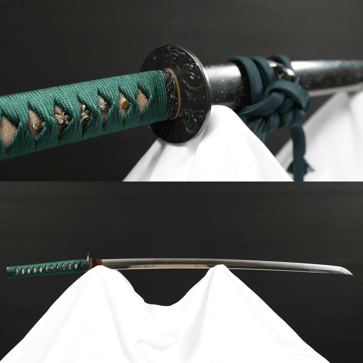 Katana Obsidian Wave Oroshigane Kobuse Blade Kuronami Koshirae 黑浪 - TangGu Sword