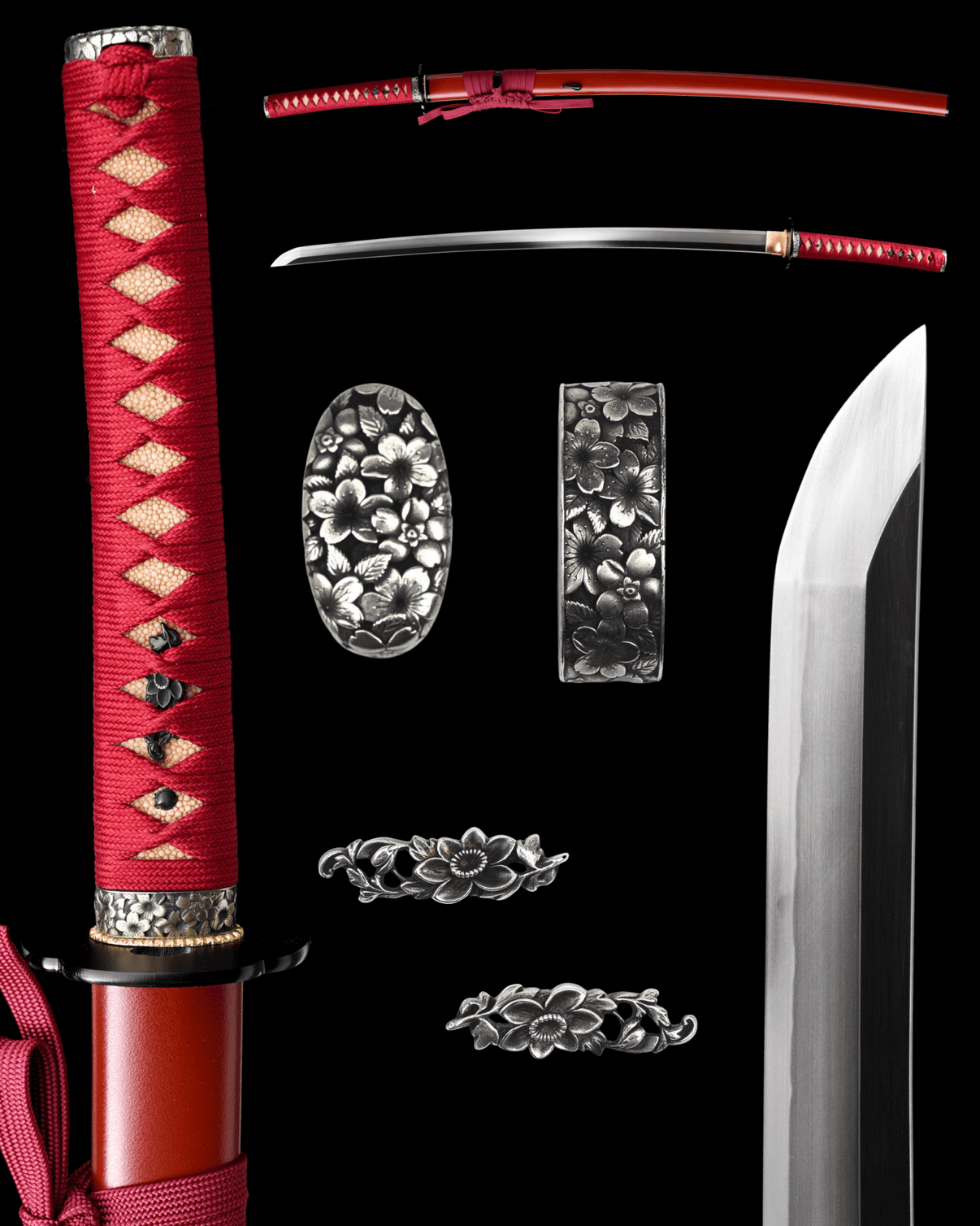 Katana Vermilion Bloom Maru Blade Beni - Zakura Koshirae 花綻 - SwordSmith Australia