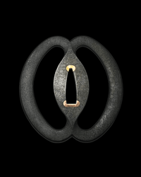 Musashi Sukashi Iron Tsuba with Sekigane 武蔵透鐔 - SwordSmith Australia